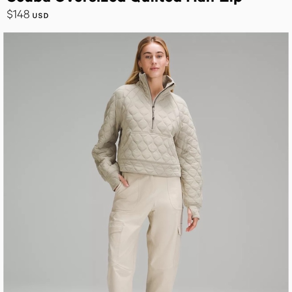 Lululemon Scuba Oversized Quilted Half Zip size M/L